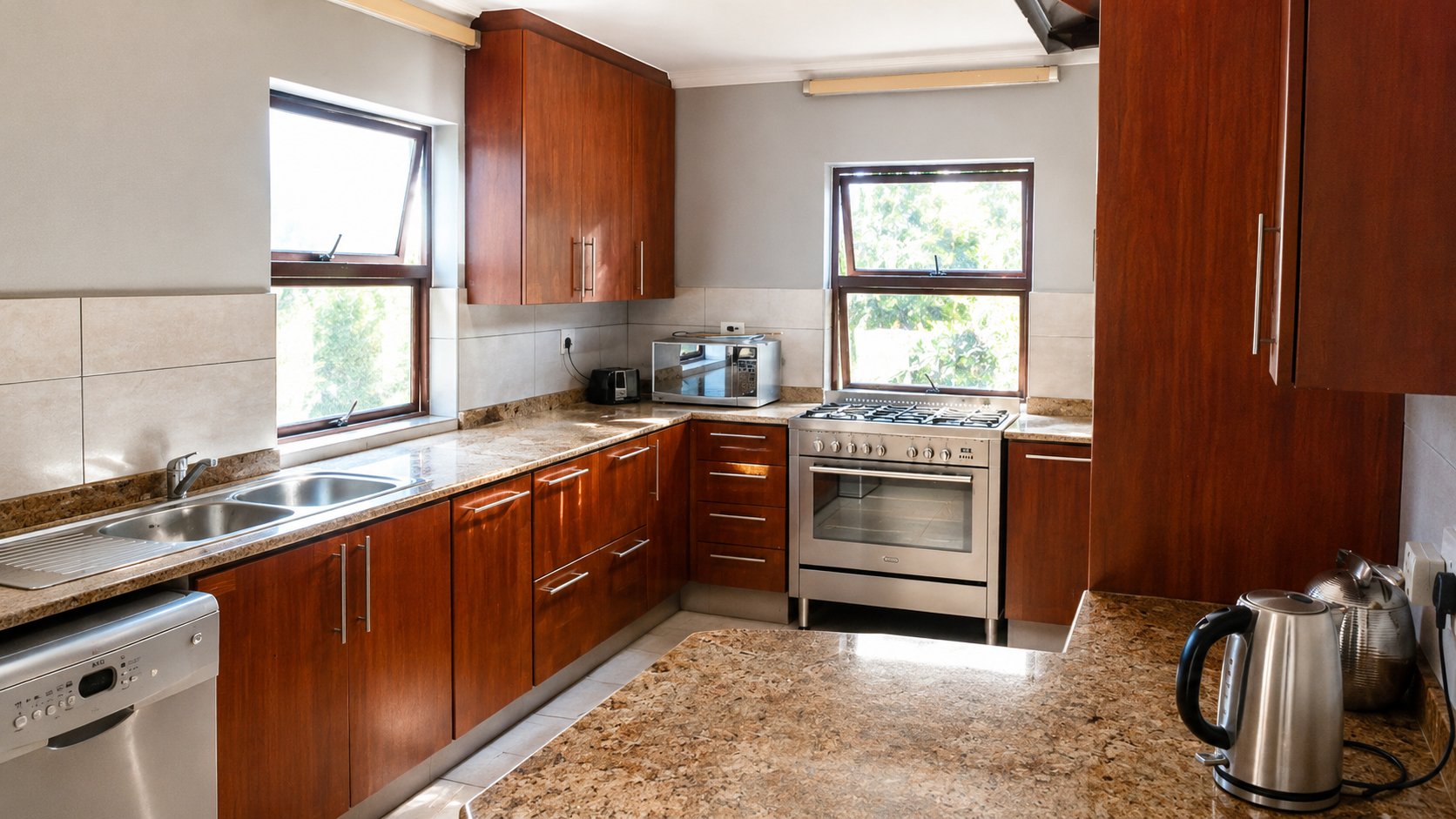 Kitchen counter with modern appliances