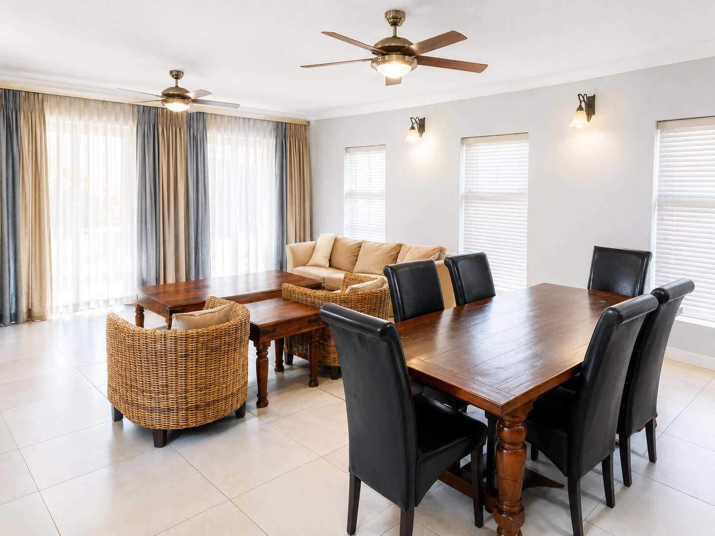 Open-plan living and dining area