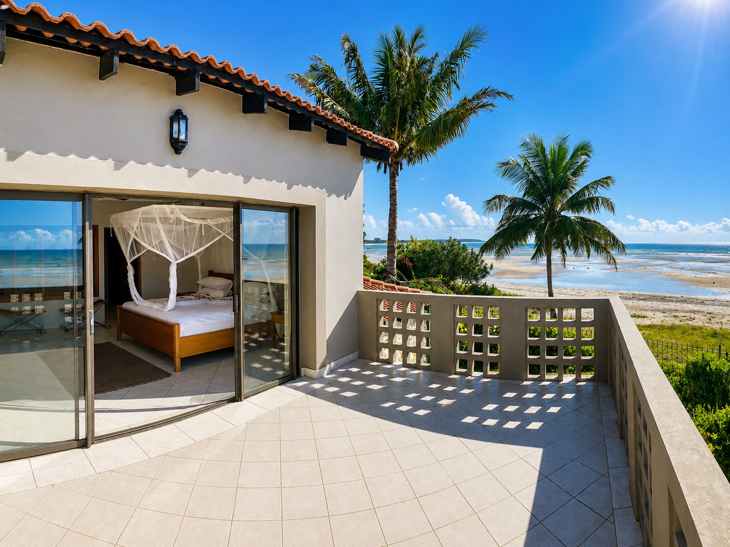 Bedroom balcony overlooking the beach