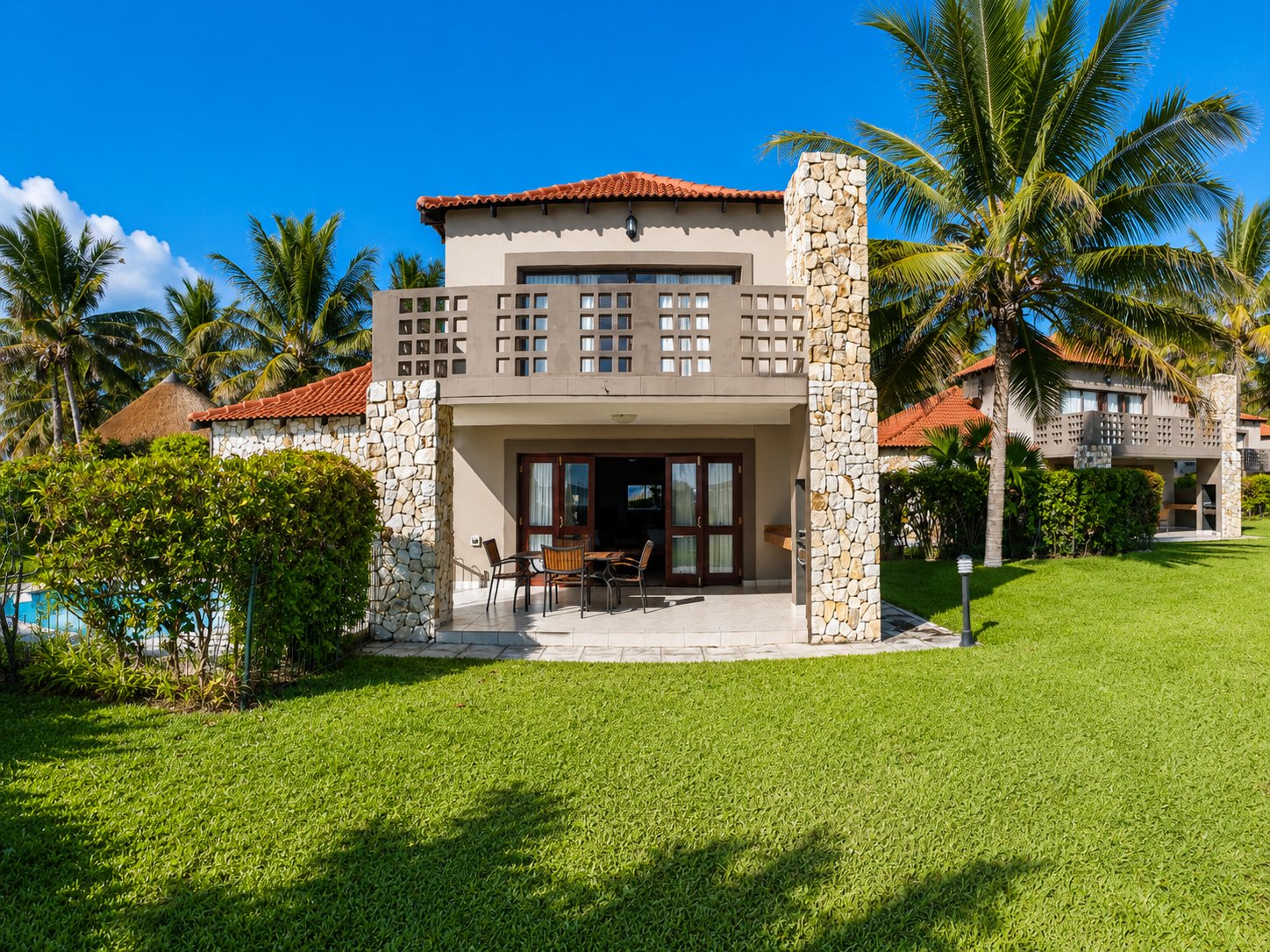Unit exterior with covered patio
